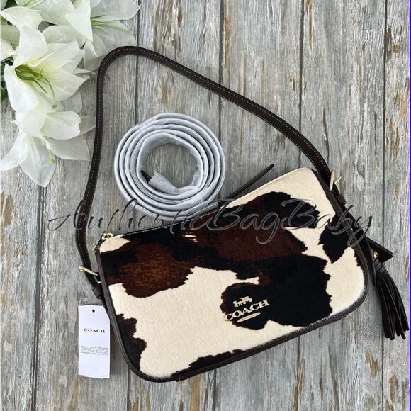 Authentic Coach Kailey Shoulder Bag With Cow Print And Tassel Purse - Picture 6 of 15
